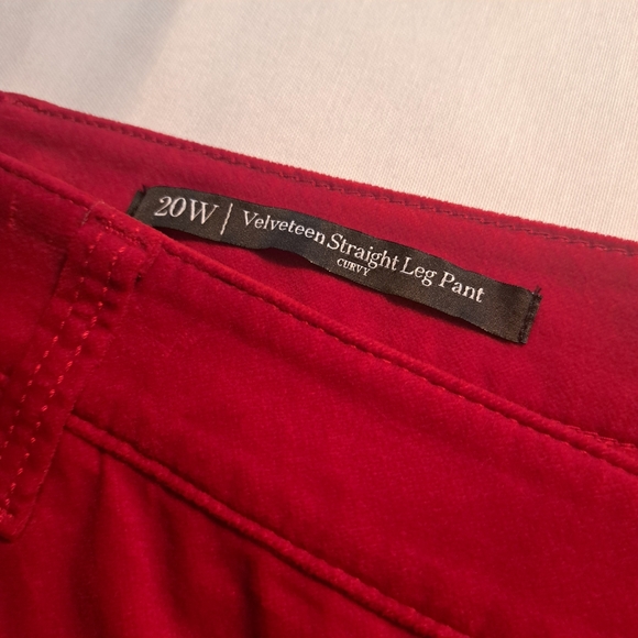 Talbots Velveteen Curvy Straight Leg Pants Size 20W Bright Red Preppy Holiday - Picture 6 of 7